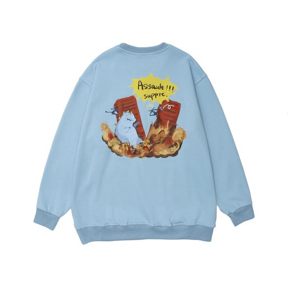 

sweatshirts cartoon cartoon printed sweater mens bf lazy style loose round neck long sleeve street trend hoodless pullover hoodie, Black