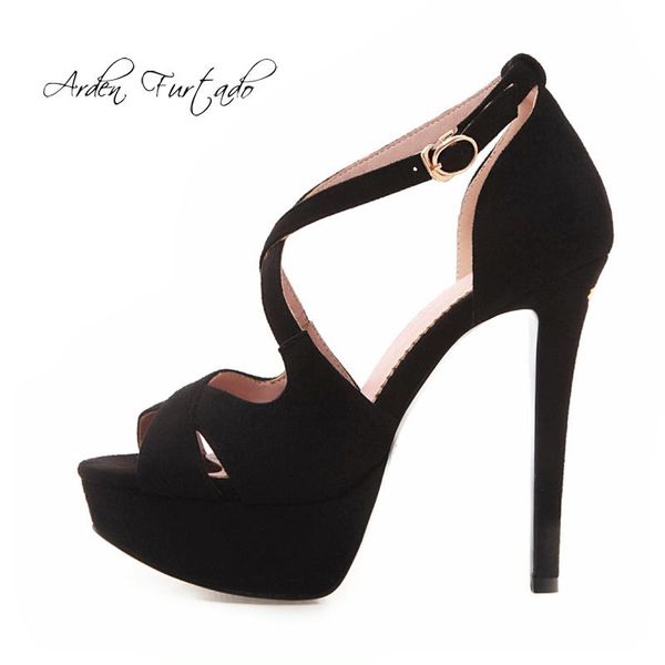 

arden furtado summer fashion women's shoes stilettos heels matte elegant pink party buckle strap sandals size 33, Black