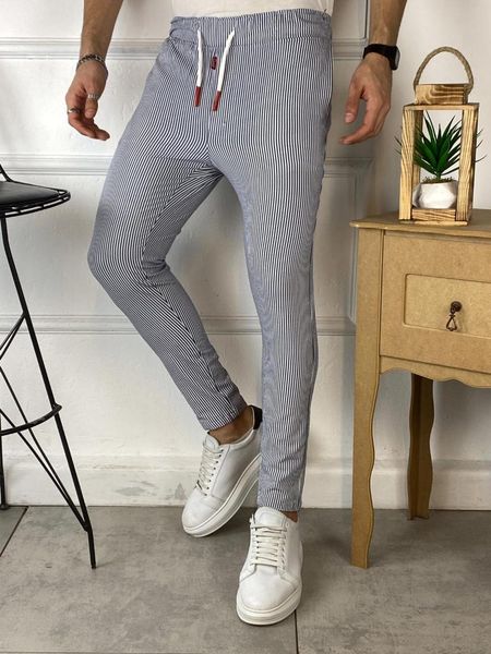 

beli wheel stripe casual pants men's, Black
