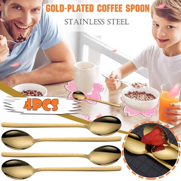 

gold salad spoon fork stainless steel cutlery set serving colorful unique spoons pack of plated mini teaspoons