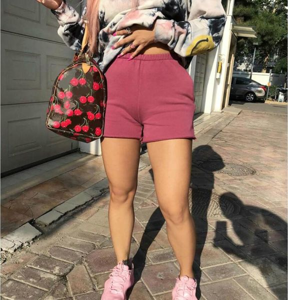 

women's shorts women solid high waist casual comfort short pant 6 colors female autumn winter sweat, White;black