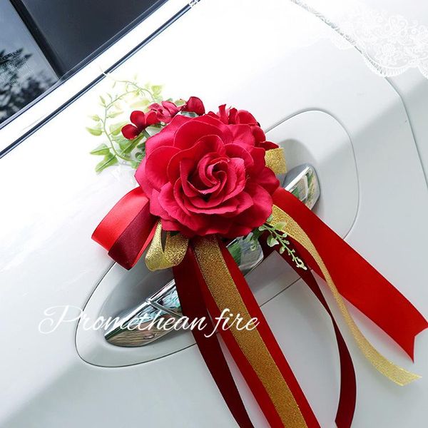 

sashes europe and the united states wedding car deputy door handle/rear-view mirror decorative embellishment simulation austin rose