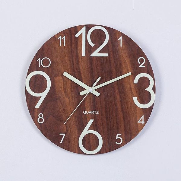 

wall clocks luminous creative mute clock living room quartz bedroom wood grain charts modern design