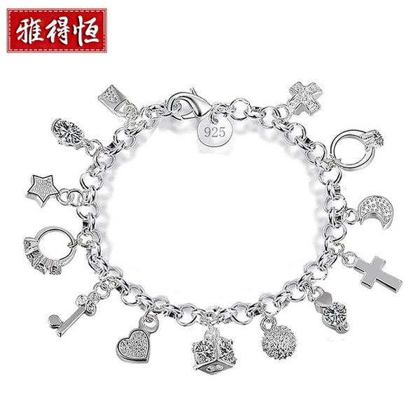 

yadeheng 13 pendant fashion silver plated bracelet, Black