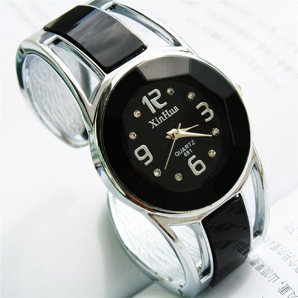 

fashion rhinestone watch women luxe brand stainless steel bracelet watches ladies quartz dress clock #a wristwatches, Slivery;brown