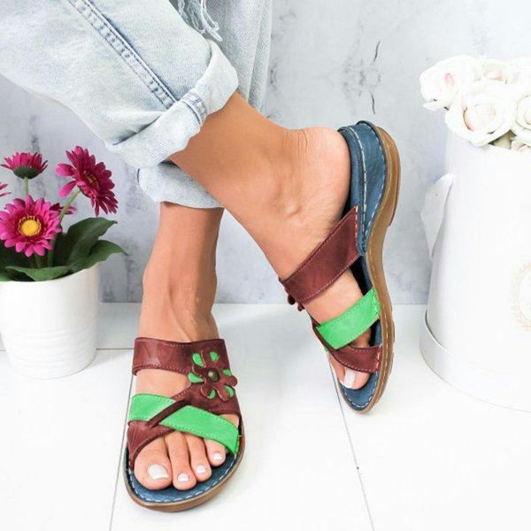 

slippers women summer woman flower appliques women's foot correction casual wedges comfortable female shoes plus size 43, Black