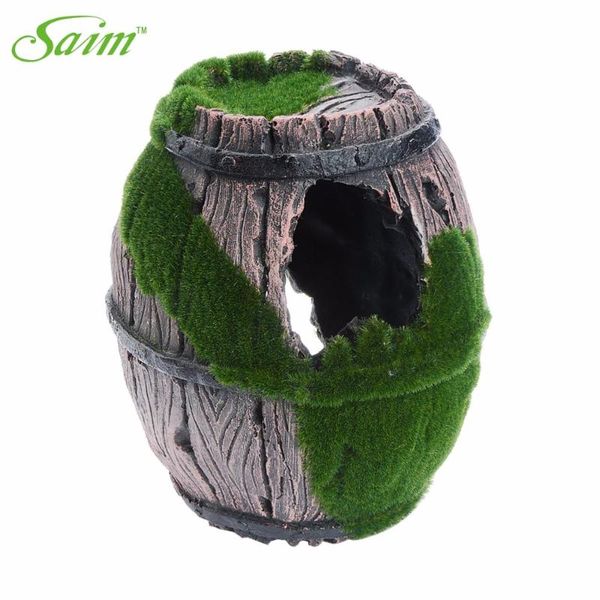 

decorations 7.1" creative big size broken barrel aquarium ornaments moss barrels background fish tank decoration for b0000011768