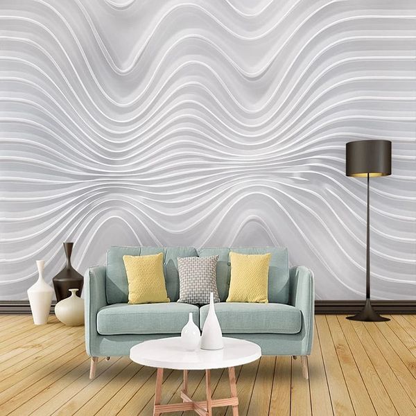 

custom size murals modern simple stereo abstract curves line wallpaper living room tv sofa l background wall