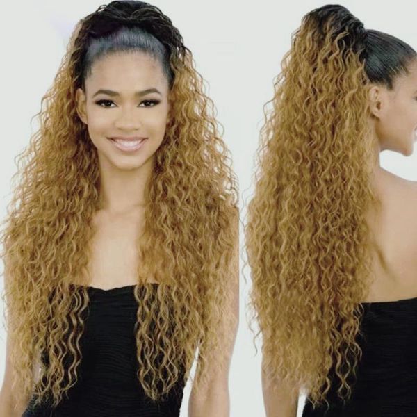 

synthetic wigs deep wave ombre blonde 13x4lace front wig middle part heat resistant hair for black women babyhair preplucked curly