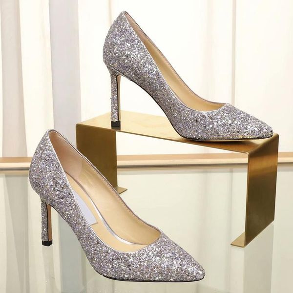 

dress shoes spring autumn casual party genuine leather female shoe glitter bling decor high heel women single, Black