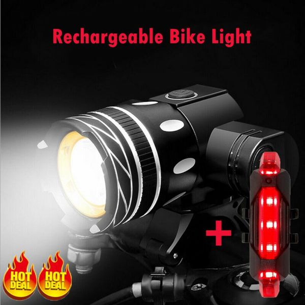

65x43x75mm zoomable t6 led bicycle light bike front lamp torch headlight with usb rechargeable built-in battery lights