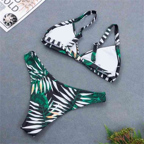 

ladys green leaves print bikini set girls brazilian push up swimsuit biquini swimwear bathing suit maillot de bain xlby air