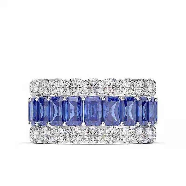 

shiny 3 rows cubic zircons rings micro pave simple multi color stone ring digns