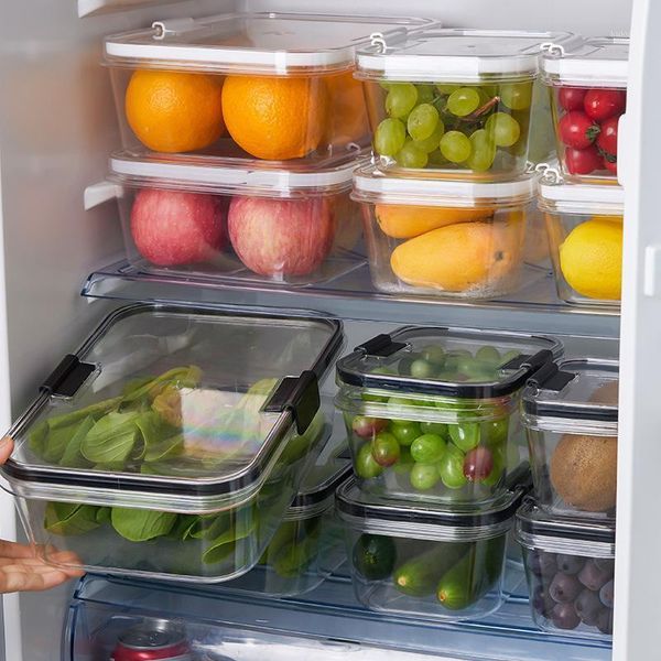 

storage bottles & jars large capacity transparent crisper square fruit vegetable box kitchen refrigerator bento lunch container