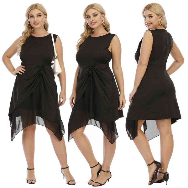 

women's plus size large irregular mesh stitching vest skirt evening f200236