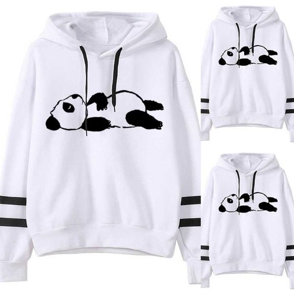 

women's t-shirt woman loose o-neck cute panda print hoodie long sleeve pullove autumn harajuku kawaii sweater female fashion, White