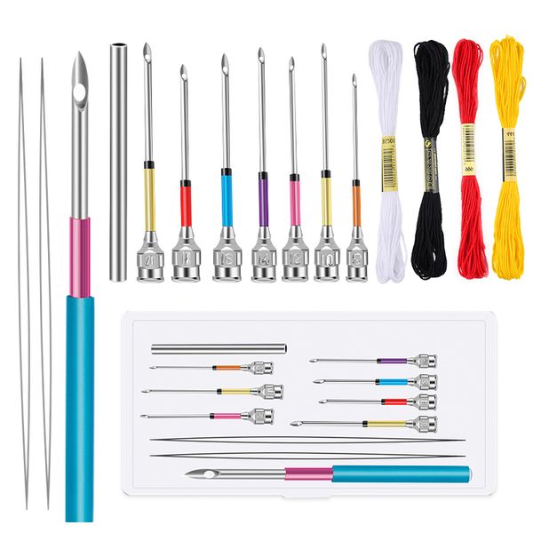 

miusie 15 pcs metal embroidery stitching punch needles set poking cross stitch tools crochet knitting art needles with thread