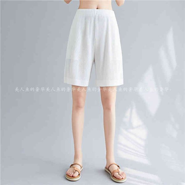 

short fashion miyake folds loose slimming shorts women summer high waist short pantsin stock, White;black