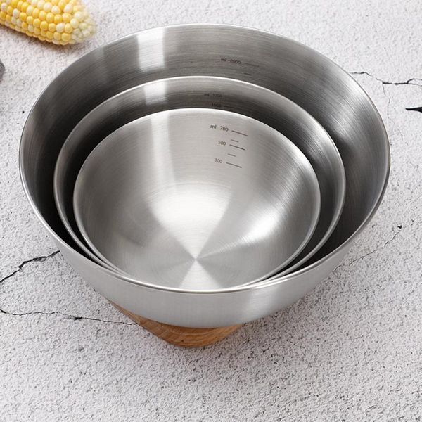 

stainless steel mixing bowl storage set kitchen salad cooking baking accessories with scale bowls