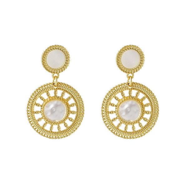 

stud women vintage shell earrings ins metal ear studs for ladies jewellery, Golden;silver