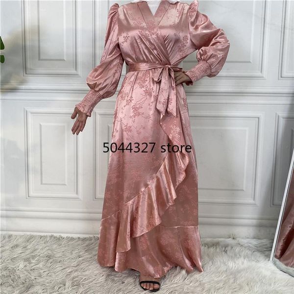 

ethnic clothing dubai luxury evening dresses for women 2021 eid abaya turkey muslim satin dress islam plus size party vestidos, Red