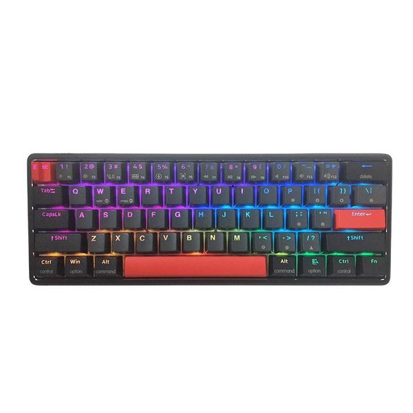 

keyboards v2-sk61 black aluminum alloy bottom shell pbt material dark gray red color wired programmable pc accessories
