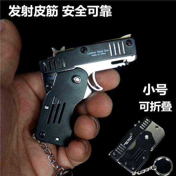 

boy, tiktok, toy nostalgia gift, folding, continuous hair, metal gun model hanging