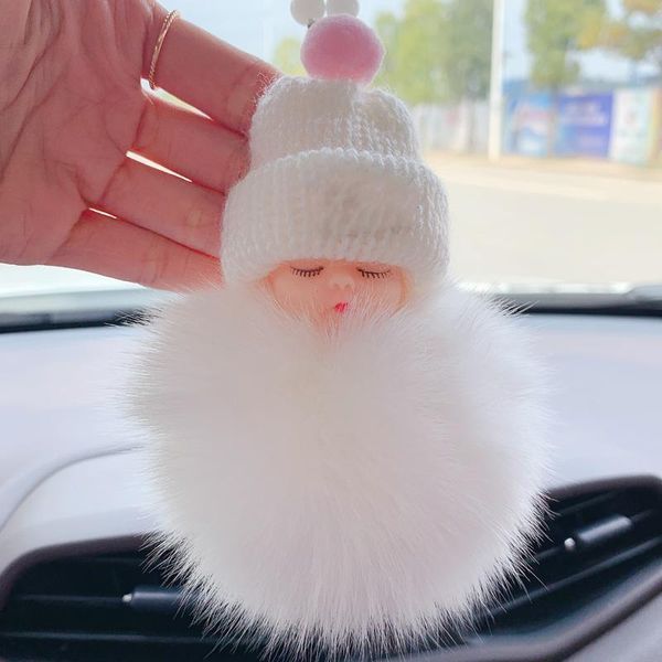 

interior decorations cute anime car ornaments baby pompom pendant rearview mirror birthday gift auto decoraction accessories coche