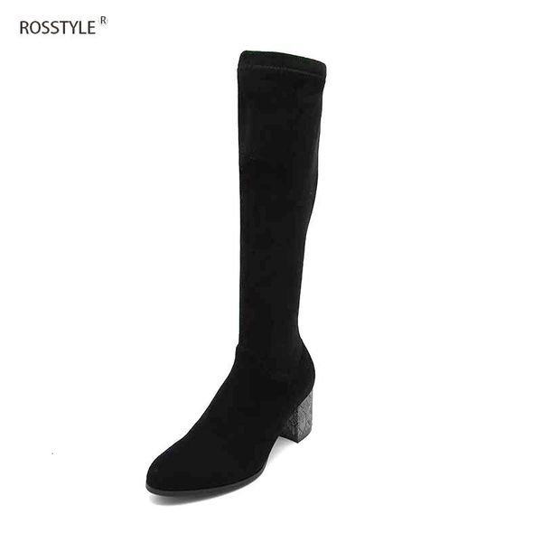 

boots rosstyle fashion side zipper keep warm fleeces lining mid-calf spring autumn comfortable round toe woman shoes black h6 xxq5