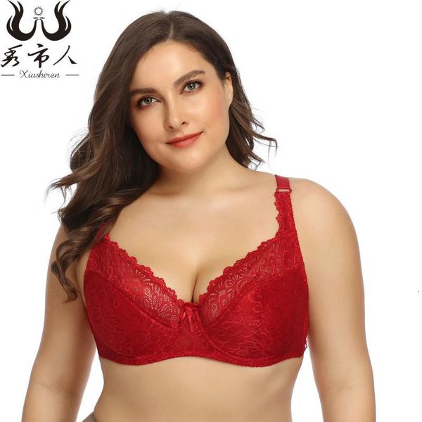 

bras full cup bra with steel ring lace underwear large yp64, Red;black