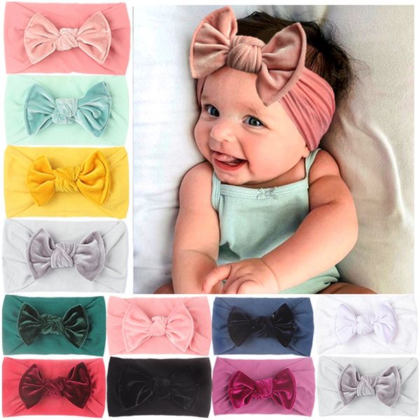 

toddler comfortable soft nylon headband cute handmade bowknot elastic hairband fashion infant bows headwear pgraphy props, Slivery;white