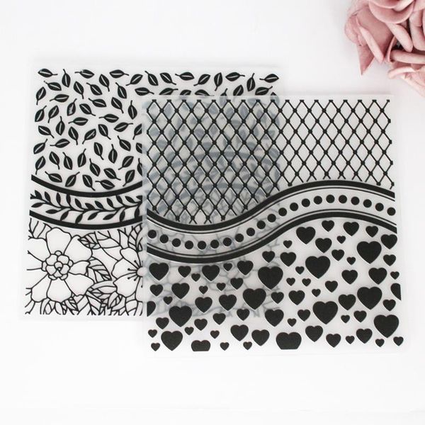

craft tools 2pcs leaf grid love sweet concave-convex plastic embossing template paper cutting die diy scrapbook po greeting