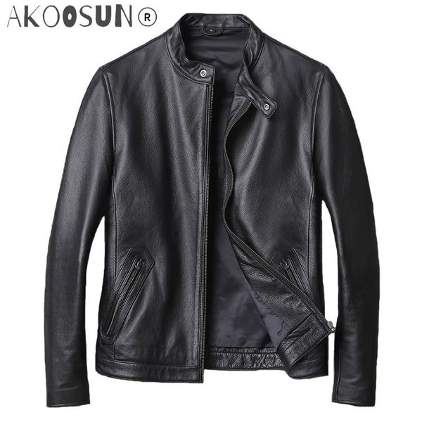 

women's leather & faux men's black cowhide jackets genuine motorcycle plus size 5xl casual business coat for male