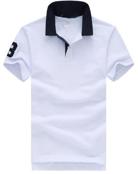 

qulogo176 men's pure color stitching collar large scale short sleeve t-shirt, White;black