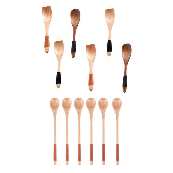 

pcs wooden mixing spoon, coffee spoon with 6 small spoons,dining teaspoons spoons