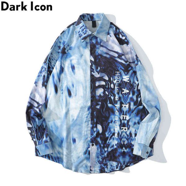 

full print long sleeved shirt men streetwear oversized men's shirts male 210603, White;black