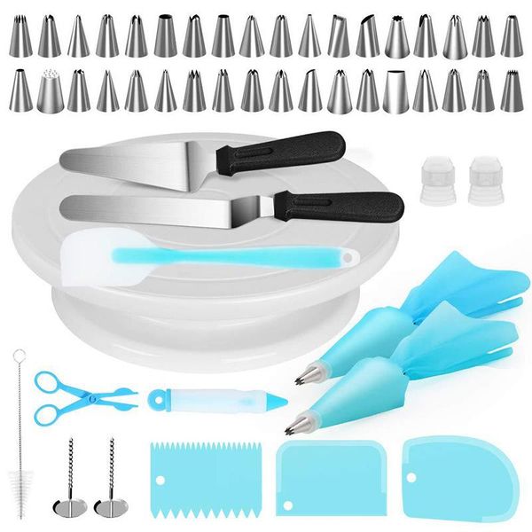

pcs/set cake pastry nozzle tools turntable piping bag butter cookie tool diy production set baking ct2262 &