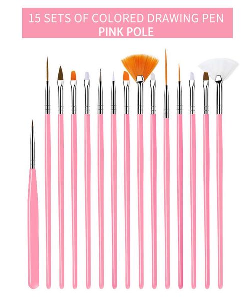 

nail brushes brush for manicure gel art 15pcs/set ombre gradient polish painting drawing, Yellow