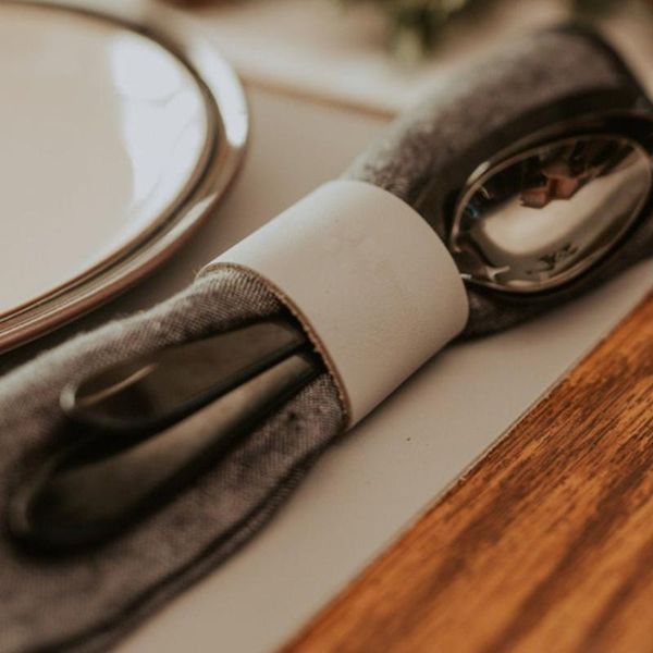 

leather napkin rings set of 4 handmade rustic holder for table decor home n7mb