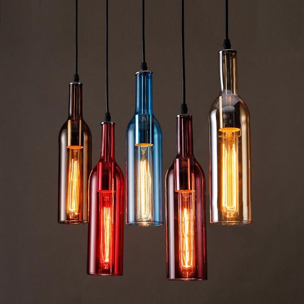 

pendant lamps personality creative restaurant bar coffee shop clothing store counter color beer bottle decorative chandelier