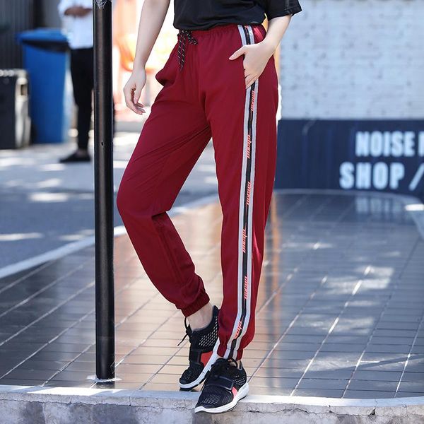 

women's pants & capris quick-drying lady suit high waist loose leisure sports women, Black;white