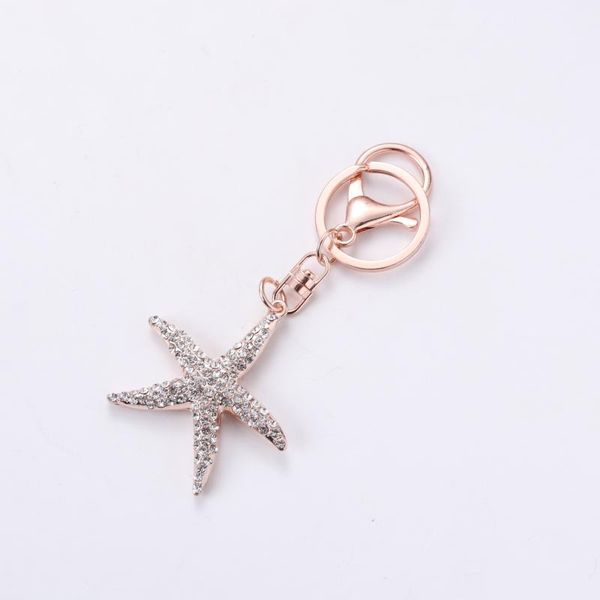 

keychains fashion car pendant starfish shape keychain gift exquisite 6 color full crystal key chain gifts ladies bag accesso, Silver