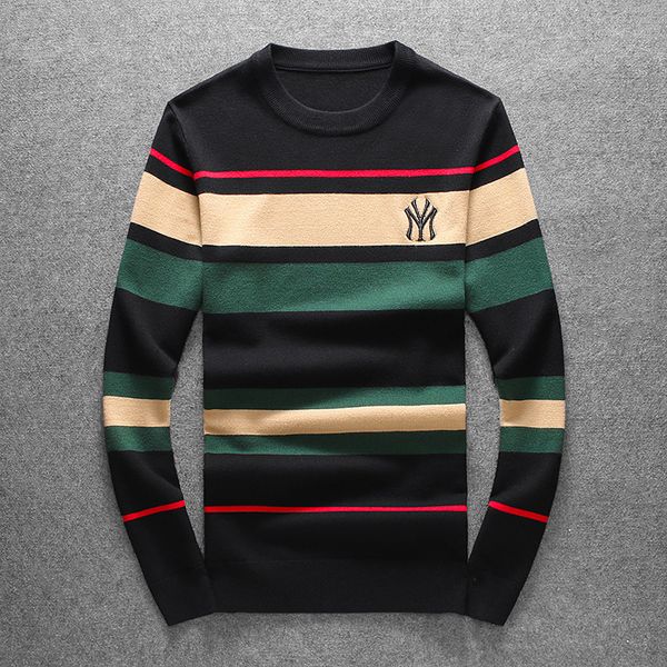

boutique sweater 2021 winter men's crew neck thickened fashion striped, White;black