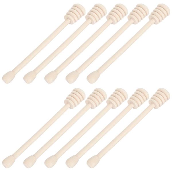 

spoons 10pcs wood honey dipper sticks stirrer stir wands jam