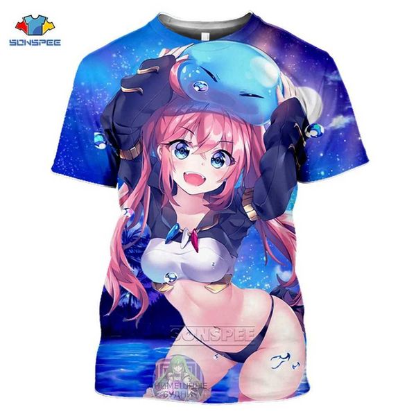 

sonspee anime that time i got reincarnated as a slime t-shirts short sleeve summer casual 3d print cosplay tee shirts x0621, White;black