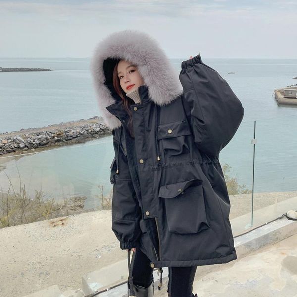 

women's down & parkas 2021 winter coat women korean style woman casaul cotton coats and jackets autumn women's clothing casaco femi, Black