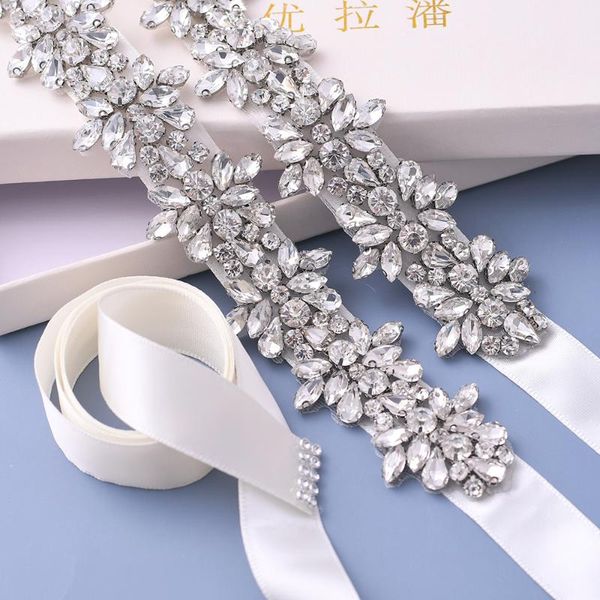 

wedding sashes ueen s269 silver rhinestone belt for luxury ladies diamond jeweled bridesmaid dress sparkly, White