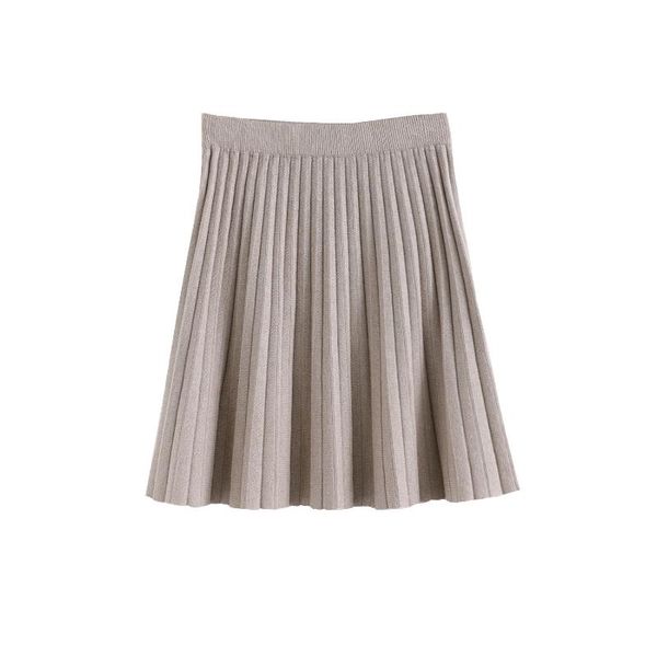 

women flared knitted skirt pleated mini skirts black, beige,grey
