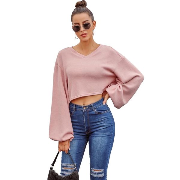

women long sleeve v-neck knitting sweater casual loose pullover short tunic m5te women's sweaters, White;black