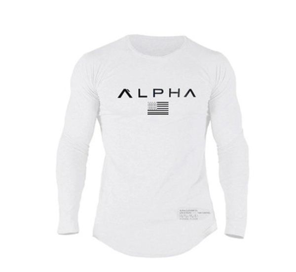 T-shirt fitness da palestra moda uomo T-shirt da uomo casual a maniche lunghe T-shirt con stampa maschile T-shirt Autunno Corsa Sport Allenamento Abbigliamento Abbigliamento di marca 490e490e